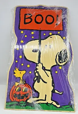 VTG Schulz Peanuts Snoopy Woodstock BOO Halloween Yard Sign Impact Plastics READ • $42.99