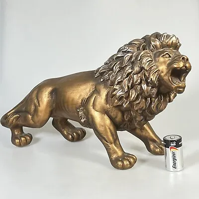 Vintage Universal Statuary Chicago 1960 Gold Roaring Lion Sculpture 622  18” C2 • $60