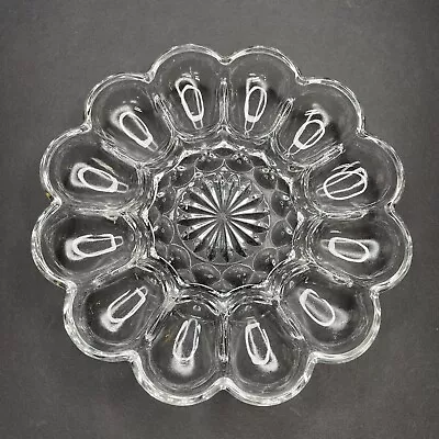 Vintage Anchor Crystal 10-Inch Deviled Egg Divided Plate Tray Holds 12 Eggs • $14.99