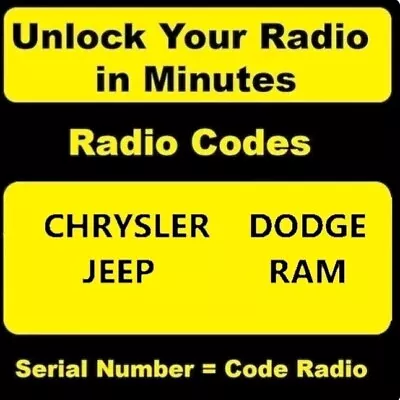 Chrysler ✅ Jeep✅ Ram✅ Dodge✅ Becker Harman✅ Radio Unlock Code✅ Toobe✅ • $5.99