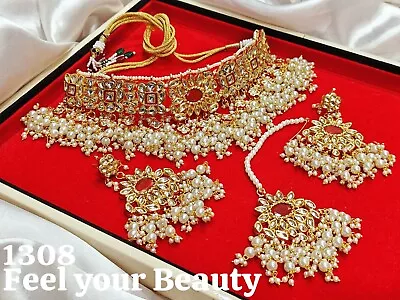 Rajasthani Bollywood Traditional Choker Jewelry Set Arabic Kundan Weddig Pride • $53.99