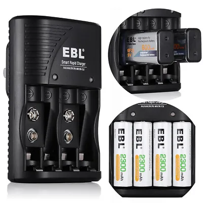 Universal EBL Battery Charger For 9V AAA AA Ni-MH Ni-CD Rechargeable Batteries • $2.75