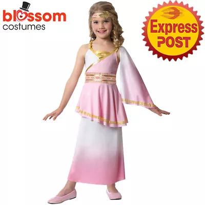 CK2531 Girls Pink Greek Goddess Toga Egyptian Roman Dress Up Book Week Costume • $34.95