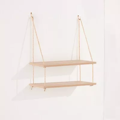 Double Rope Floating Shelf Decoration Wall Mounted Books Ornaments Display Unit • £6.90