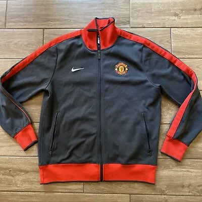 Nike Manchester United Grey & Red Zip Up Track Jacket Mens Size Large Soccer • $39.99