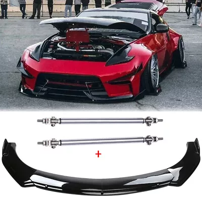 Front Bumper Chin Lip Spoiler Splitter Body Kit +Strut Rods For Nissan 350Z 370Z • $105.11