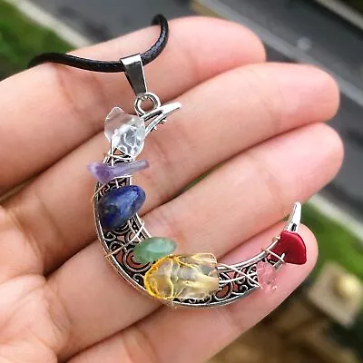 7 Charka Gem Tree Of Life Water-Drop Necklace Chakra Reiki Healing Amulet • $0.01