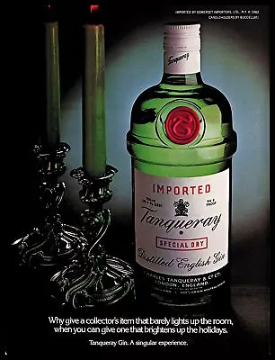 1982 Tanqueray English Gin Vintage PRINT AD Collectors Bottle Holiday Gift 1980s • £8.68