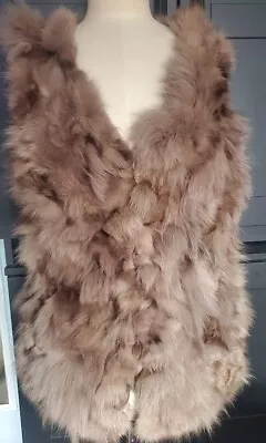 THE CUE By CHER QU Taupe Genuine FOX  Fur VEST Size L • $59.99