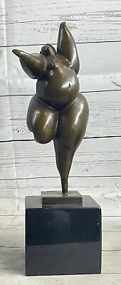 Classic Voluptuous Woman By Milo Bronze Marble Base Sculpture Abstract Figure • $124.50