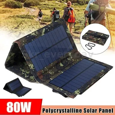 Portable Solar Charger USB Folding Panel Easy Use For Camping Hiking Outdoor 80W • £29.99