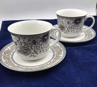Wedgwood Martha Stewart Conservatory Medallion Coffee/tea Cups Set Of 2 W/saucer • $28