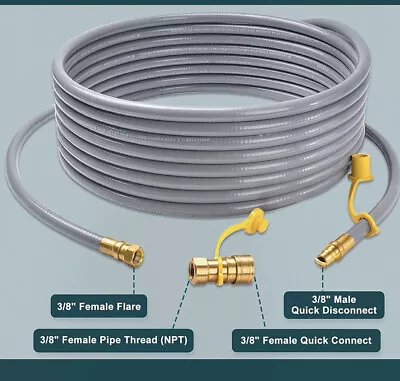 24FT Natural Gas Hose With 3/8 Inch Female Flare By 1/2 Inch Male Quick Connect • $35