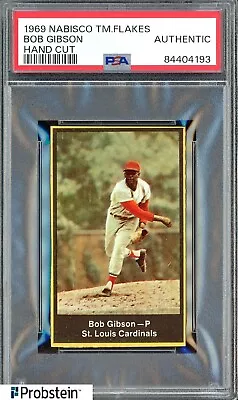 1969 Nabisco Team Flakes Bob Gibson St. Louis Cardinals HOF PSA Authentic • $33