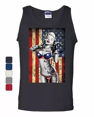 Marilyn Monroe US Flag Tank Top Freedom Sexy Girl Tattoos Gangsta Sleeveless • $21.95