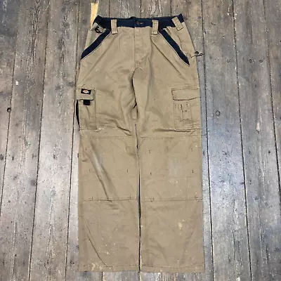 Dickies Trousers Double Knee Carpenter Workwear Canvas Pants Beige Mens 34“ • £45