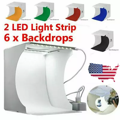 Portable Photo Studio Light Box Photography LED Mini Light Tent With 6 Backdrop • $26.55