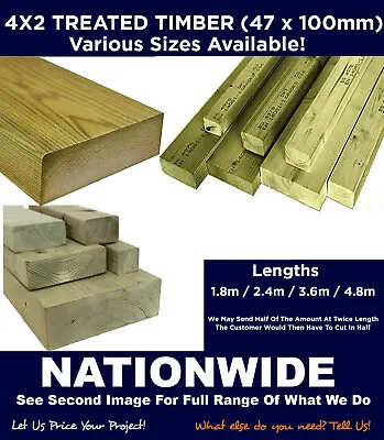 Treated Timber 4x2 (100x47mm) - C16/C24 - FREE DELIVERY ON ORDERS OVER £125 • £162