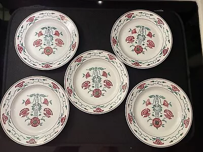 5 Vintage Villeroy Boch Dresden Red Poppy Salad Plate Art Nouveau Style 7-7/8” • $40