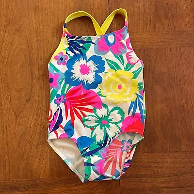 Mini Boden Little Girls One Piece Swimsuit Size 2-3 Years Tropical Floral Print • $4.99