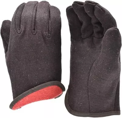 Brown Jersey Winter Work Gloves With Red Fleece Lining 12 Pairs • $17.99