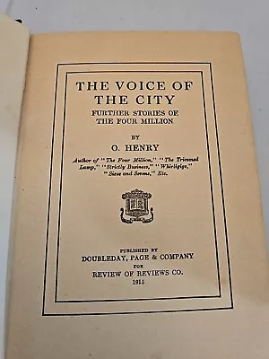 The Voice Of A City By O. Henry 1908 VTG • $24.87