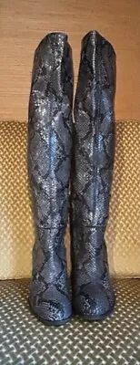 Free People X Vero Cuoio Dakota Over The Knee Leather Snake Print Boots NEW 8/38 • $99