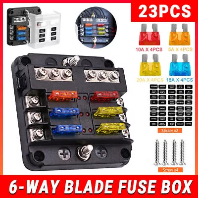 23PC 6 Way Blade Fuse Box Block Holder Indicator LED Light 12V/32V Car Marine AU • $18.95