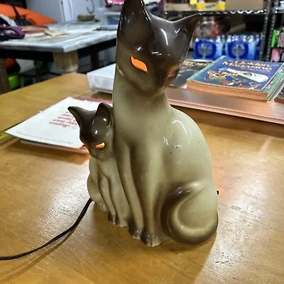 $100 • Buy Vtg 1950’s Original Howard Kron Mid Century Ceramic Siamese Cats TV Lamp Works