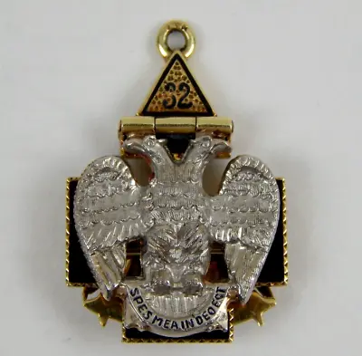 14k Gold Tri-fold Masonic 32nd Degree Compass Eagle Cross Pendant Fob 5.5 Grams • $399.95