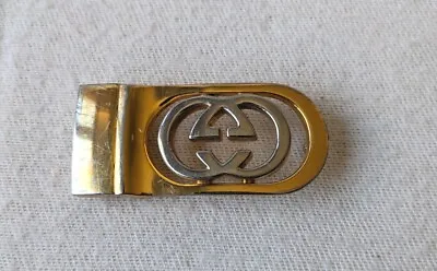 Vintage Gucci Italy GG Logo Gold Tone Reversible Belt Buckle • $81.53
