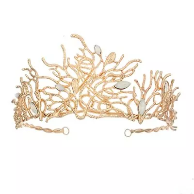 Gold Queen Crown Vintage Fairy Crowns Opal Bridal Tiara Wedding Costume Tiara... • $15.88