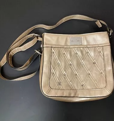 Miss Me Gold Faux Leather Purse Crossbody Multipocket Studded • $45