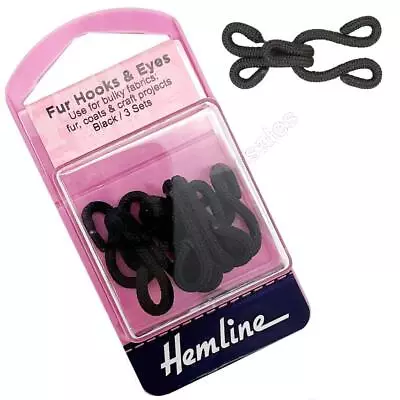 £2.35 • Buy Fur Hook And Eye In Black - 3 Sets