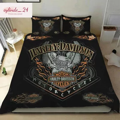 3D Printed Harley Davidson Bedding Sets With Eagle Motorcycle Duvet Cover New • $9.99