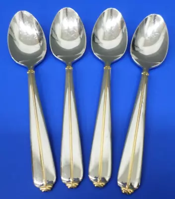 4 - Mikasa TRAPUNTO D'ORO Gold Accent 18/8 Stainless Japan Flatware TEASPOONS • $48.95