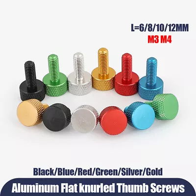 M3/4 Flat Knurled Thumb Screws Computer Case Hand Grip Knob Bolts Aluminum Alloy • £8.45