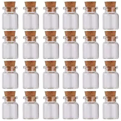 24 Pack Mini Glass Bottles W/ Cork Stoppers 5ml DIY Art Crafts Storage Container • $11.99