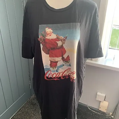 Mens Black Coca Cola Santa T-shirt Size Large From Jack & Jones • £3