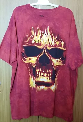 Skulbone Fire Skull Hand Dyed Red David Penfound Art Tshirt Size XXXL  • £35