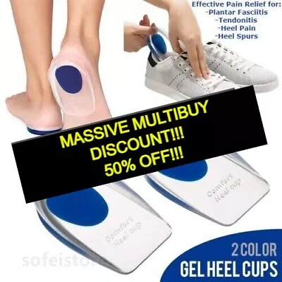 Gel Heel Pads Inserts Grip Cushion Insoles Support Plantar Fasciitis Pain Relief • £2.99