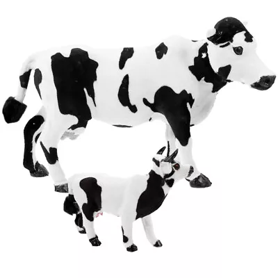 Cow Figurines 2 Pack Resin Farm Animal Decoration Indoor Outdoor Hand Painted • £21.15