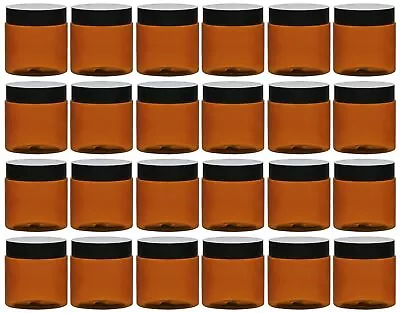2 Oz Amber Plastic Container Jars With Lids And Labels BPA Free 24 Pack Empt... • $22.58