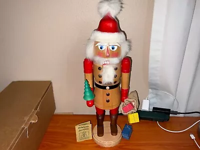 Nutcracker Erzgebirge Volkskunst Seiffen  Germany 16” Wood Santa Signed Numbered • $89