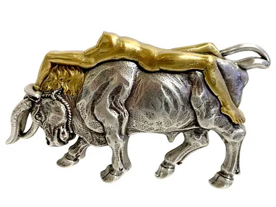 Western Buckle Antique Gold Lady Bull Engraved Belt Buckle Fits 1-1/2  Wide Belt • $15.95