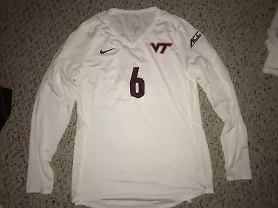 Nike Virginia Tech Hokies #6 Volleyball White Game Worn Jersey *M* • $14.99