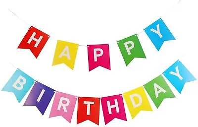 Happy Birthday Banner Bunting Letter Hanging Card String Party Decorations • £3.29