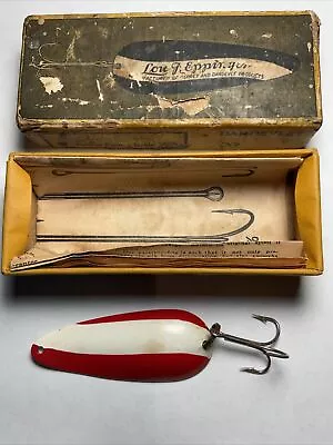 Lou J Eppinger Dardevle Detroit Red White Travel Fishing Lure Spoon Antique Box • $34.50