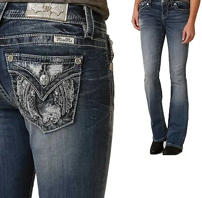 NWT - MISS ME Womens Embroidered Boot Cut Stretch Jeans - Size 293031323436 • $63.99