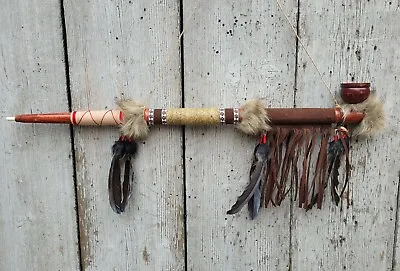 NATIVE INDIAN STYLE FUNCTIONAL AND DECORATIVE PEACE PIPE PIPES CALUMET / Pipe70 • £26.90